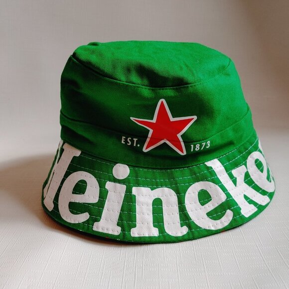 FUN Heineken BUCKET HAT Reversible Green RED Star Beer Branded Hat - Picture 3 of 6